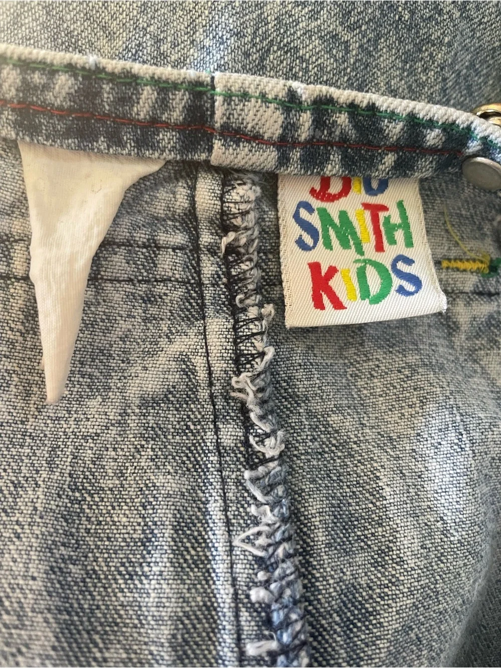 Vintage 90s Big Smith Acid Wash Denim Bubble Romper Overalls 2T Stripped Cuffs